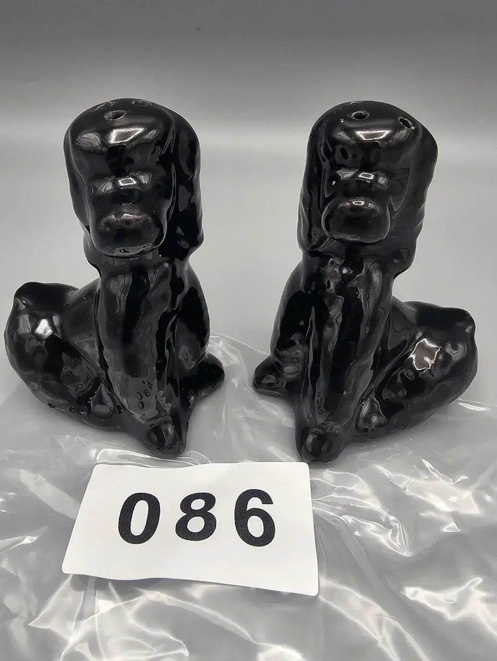 Black Ceramic Poodle Salt and Pepper Shakers